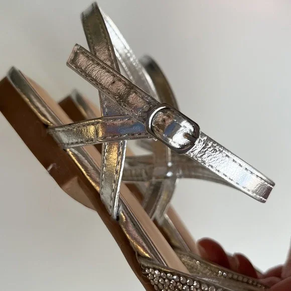 Journee Nysha Rhinestone Sparkle Formal Flats Womens 9 Silver - Picture 8 of 12